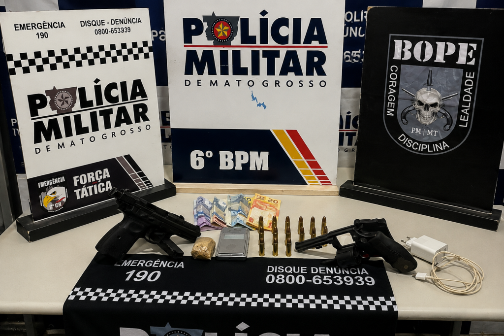 PM detém cinco suspeitos com armas e drogas em Cáceres pm-detem-cinco-suspeitos-com-armas-e-drogas-em-caceres